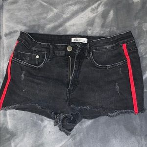 Zara black shorts with red stripe down side